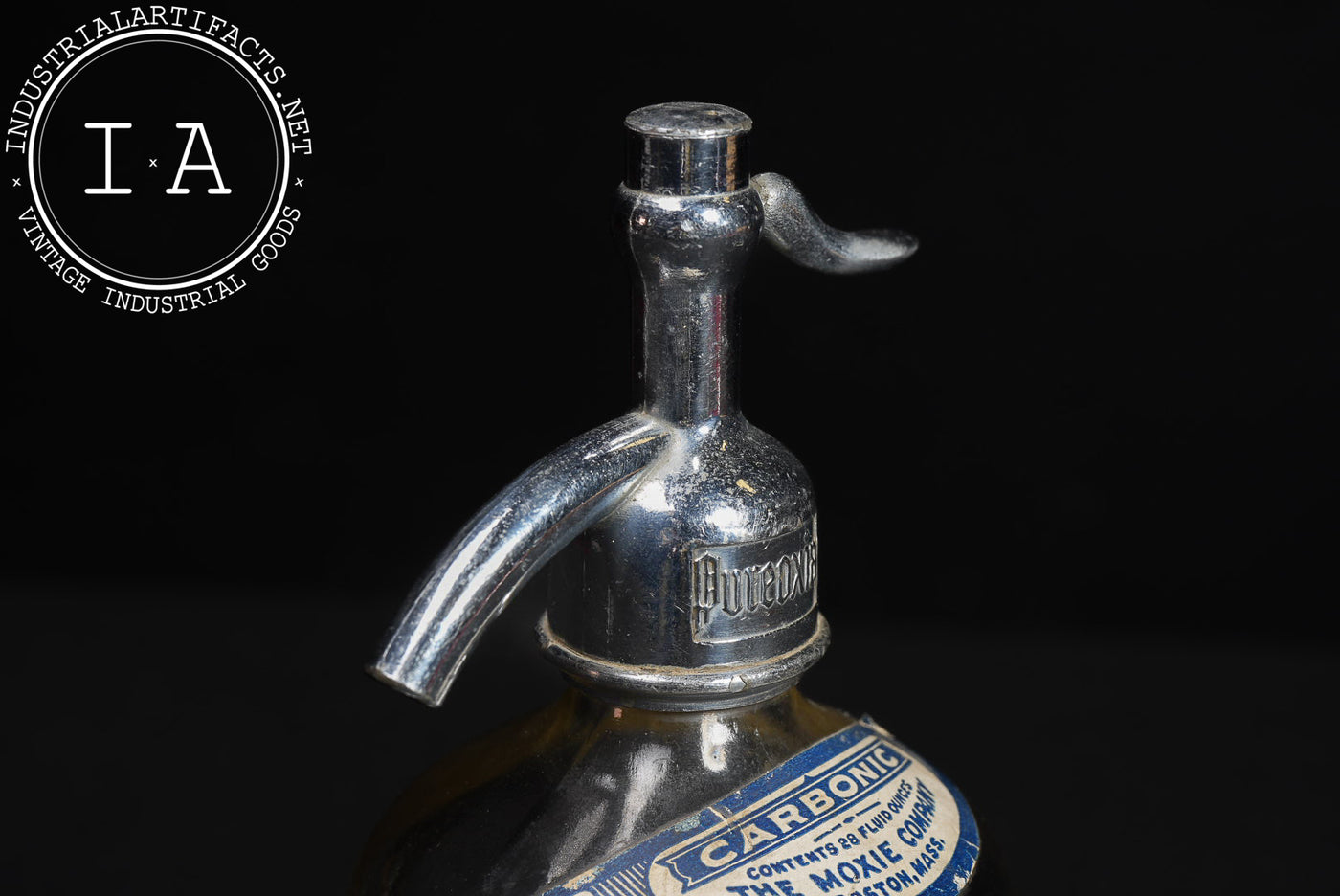 Vintage Pureoxia Soda Siphon Bottle by Moxie Company