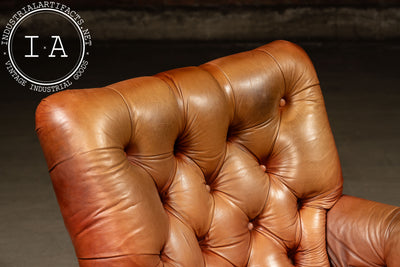 Tufted Chesterfield Sleepy Hollow Chair with Ottoman in Tan