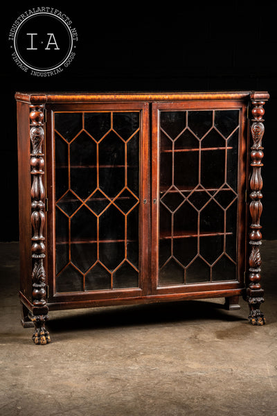 c. 1825-30s Mahogany Empire Bookshelf With Glass Doors