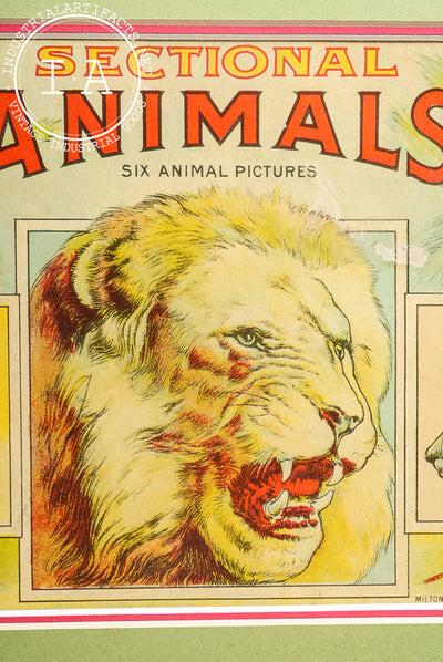 Early 20th Century Sectional Animals Card Box in Frame