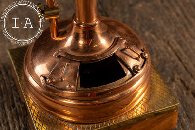 Miniature Copper Brewing Kettle Model on Wood Base