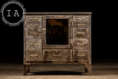 Early 20th Century Brushed Steel Medical Cabinet with Display Window