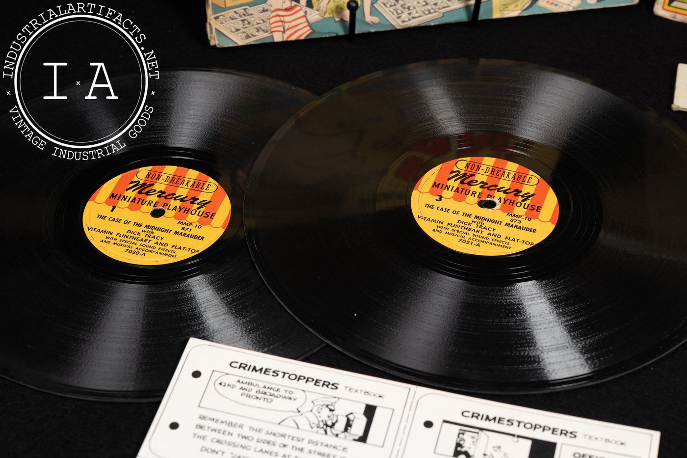 Dick Tracy Collectibles Lot - Crimestoppers Kit, Detective Game, and Vinyls