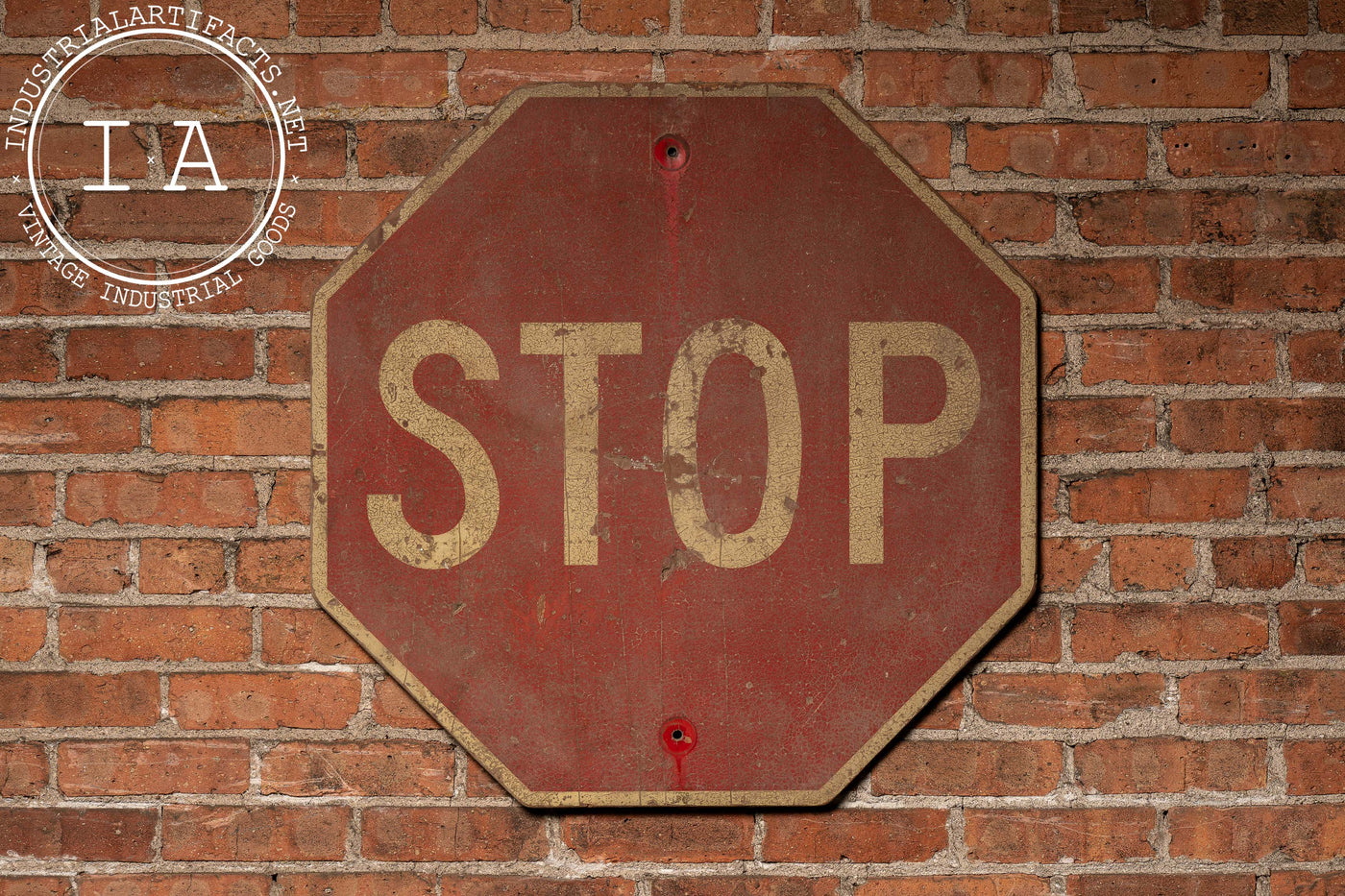 Vintage Reflective Wooden Stop Sign
