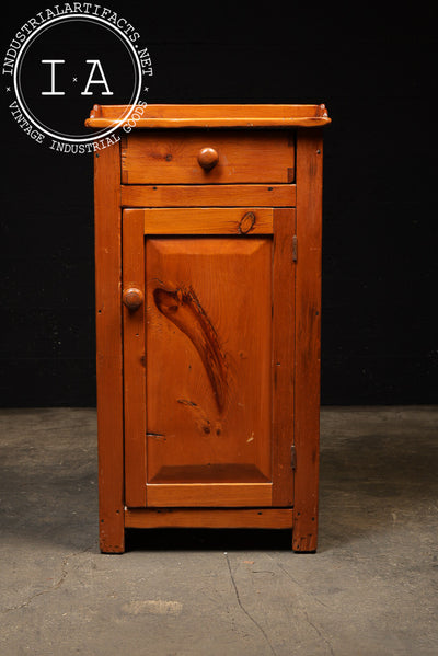 Antique Rustic Pine One-Door Cabinet