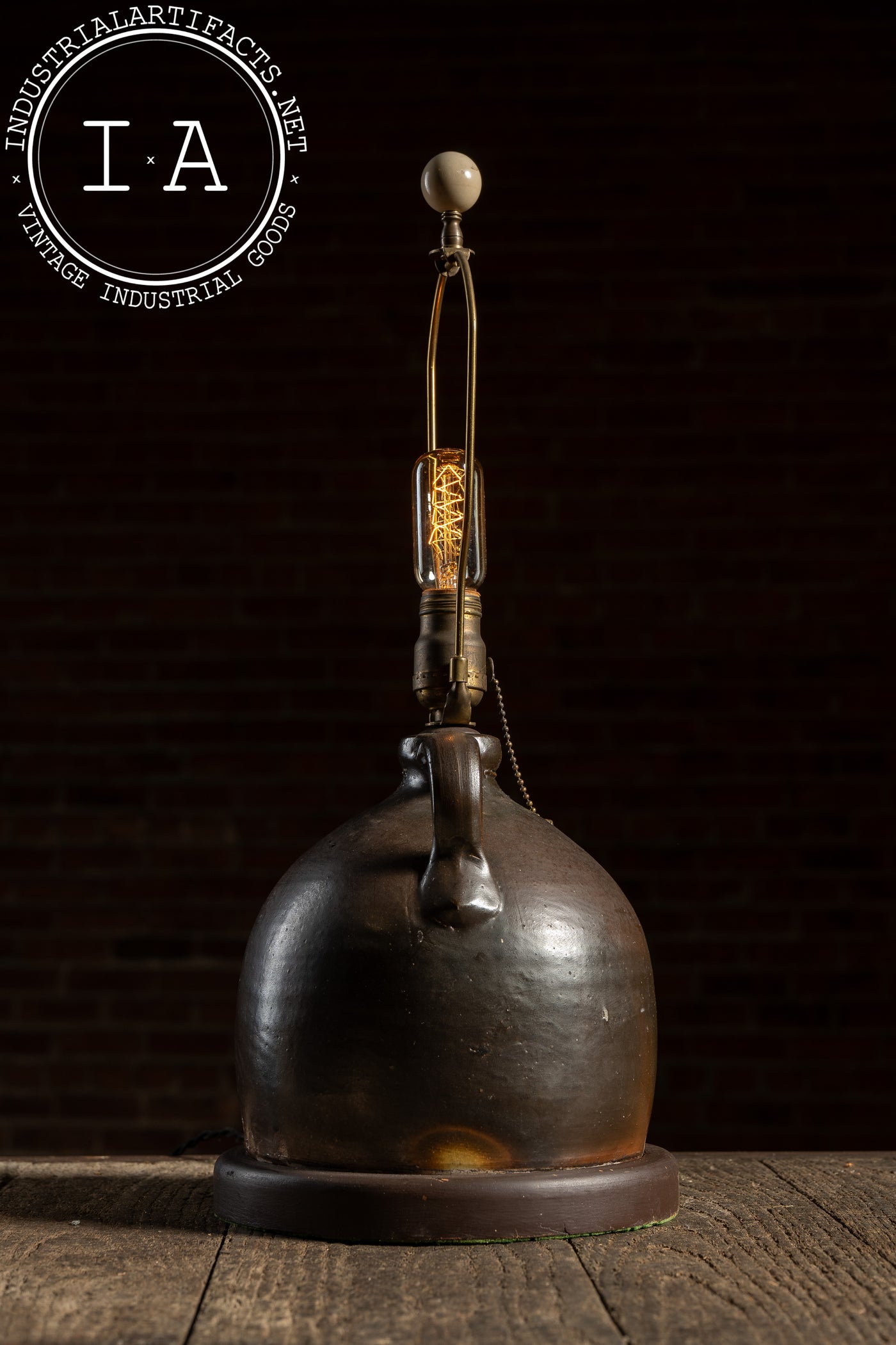 Rustic Converted Stoneware Crock Jug Lamp