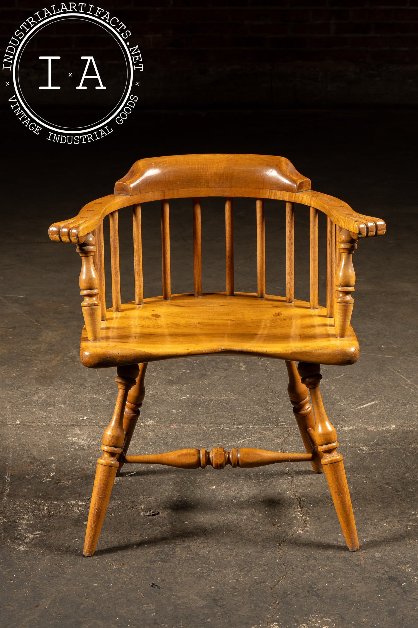 Vintage Maple Barrel Back Armchair