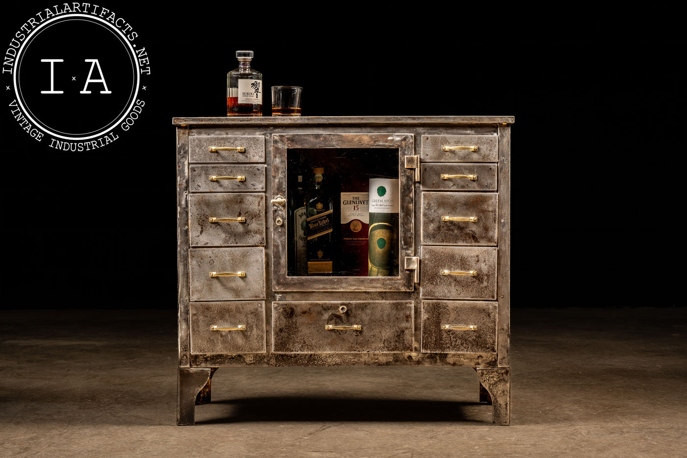 Early 20th Century Brushed Steel Medical Cabinet with Display Window