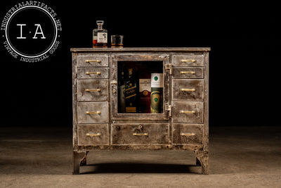 Early 20th Century Brushed Steel Medical Cabinet with Display Window