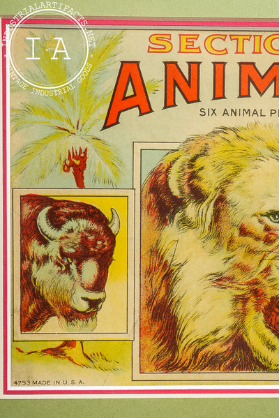 Early 20th Century Sectional Animals Card Box in Frame