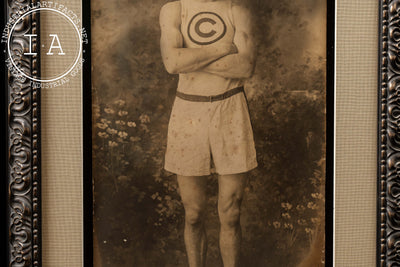 1914 Framed Portrait of a Man Wearing a Chicago Athletic Association Uniform