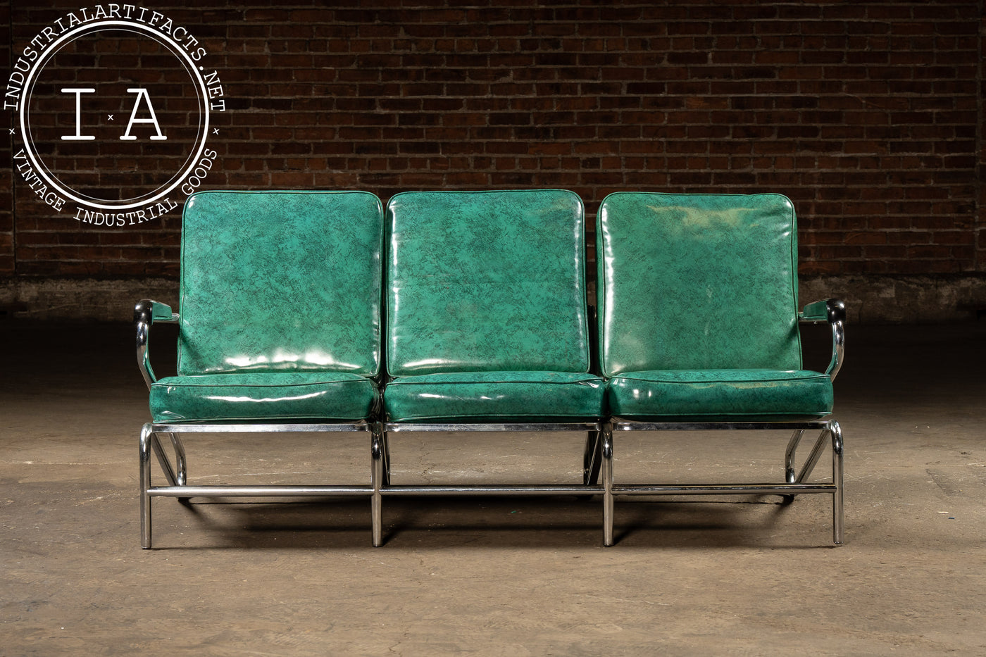 Vintage Vinyl Sofa and Chair Set by Chromcraft/American Fixture