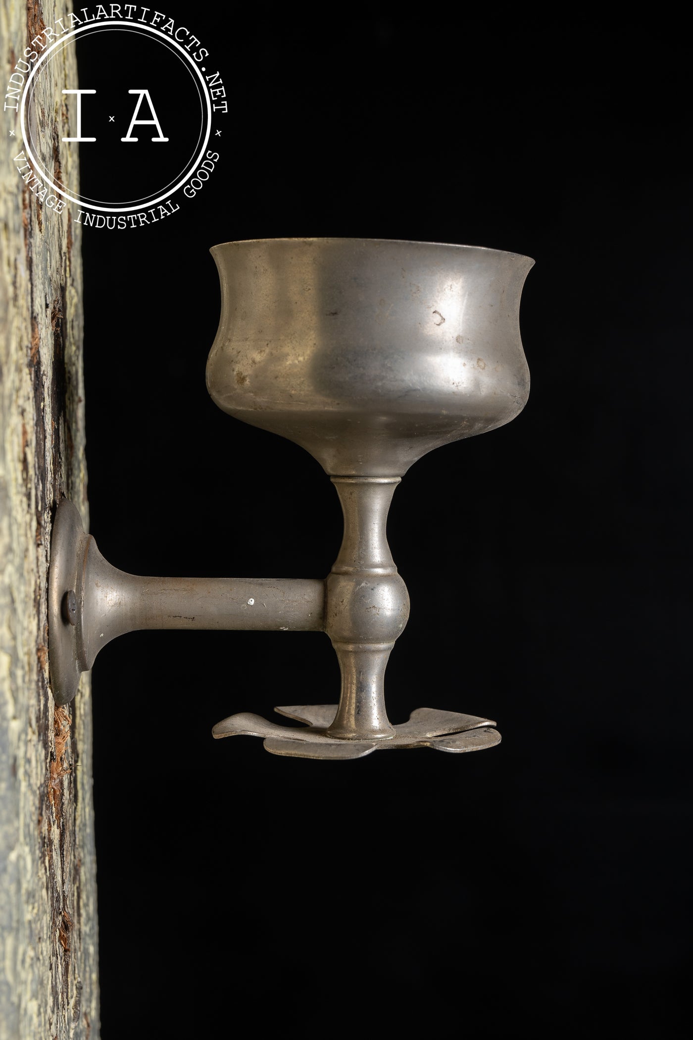 Antique Wall-Mounted Pewter Toothbrush Holder