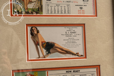 Vintage Framed Pin-Up Calendar Ads