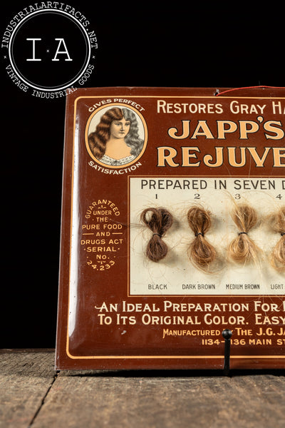 Early 20th Century Japp's Hair Rejuvenator Tin Litho Advertising Sign