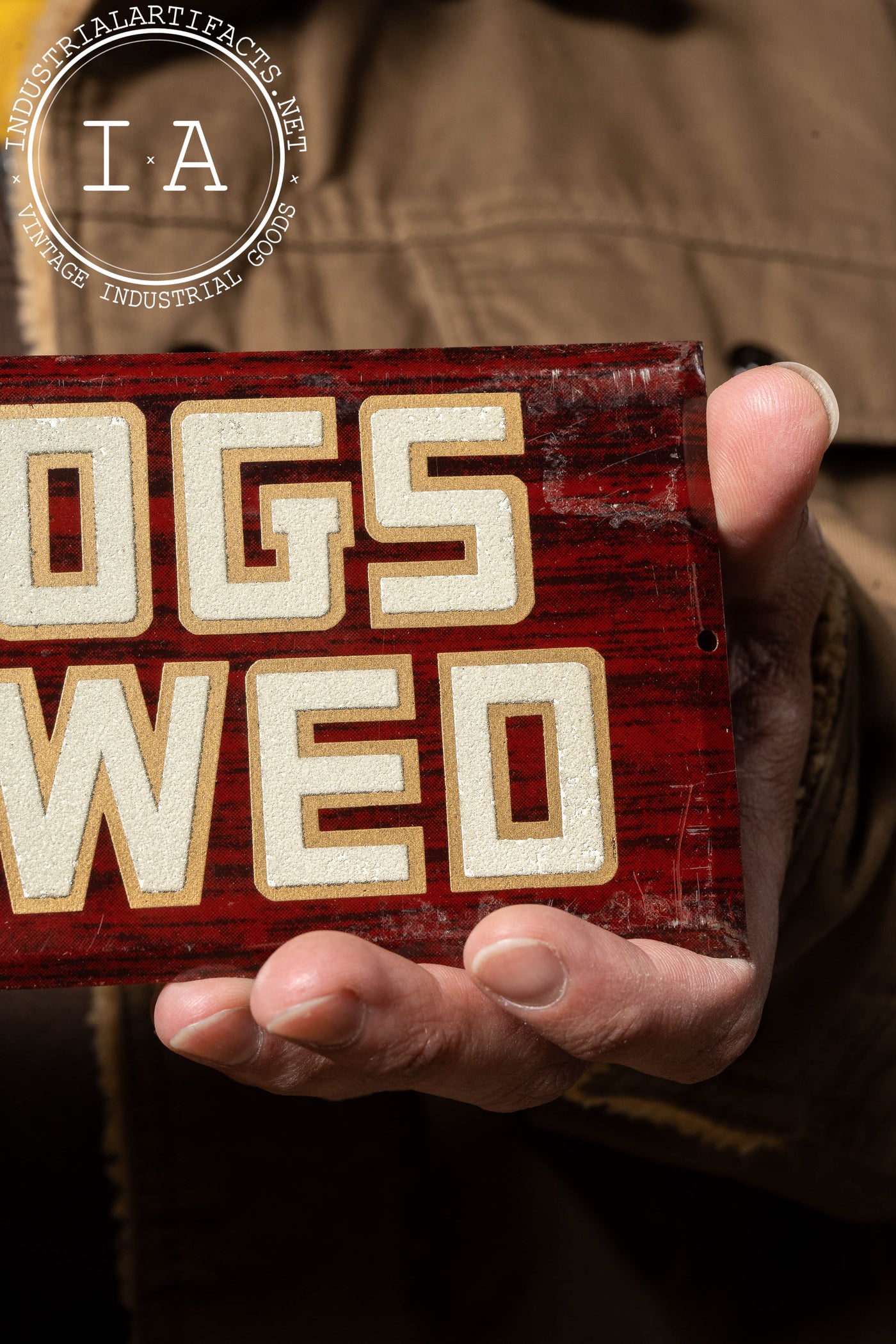 Vintage "No Dogs Allowed" Reflective Tin Sign
