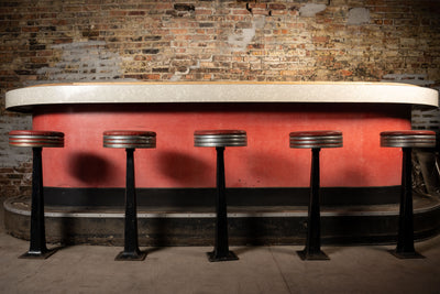 Vintage Streamline Front and Back Bar with Stools