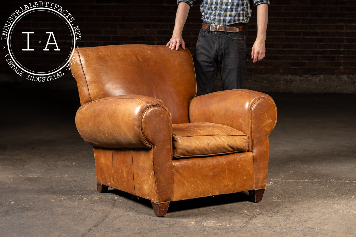 Vintage Leather Club Chair and Ottoman