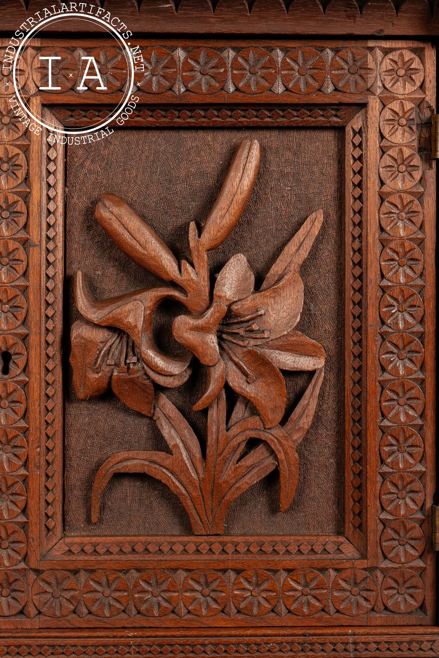 19th Century Carved Monogram Wall-Mounted Cabinet