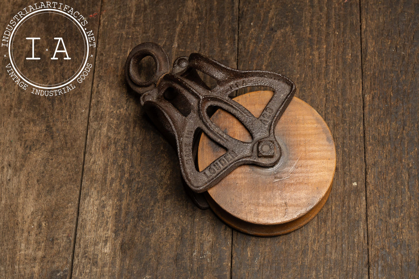 Early 20th Century Cast-Iron & Wood Barn Pulley by Louden