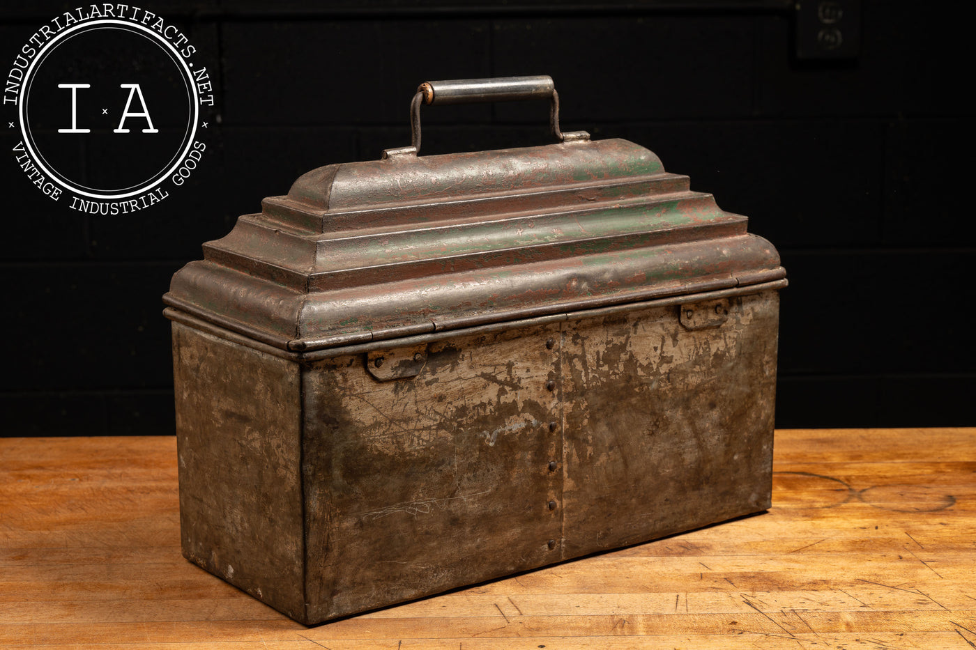 Early 20th Century Painted Metal Toolbox