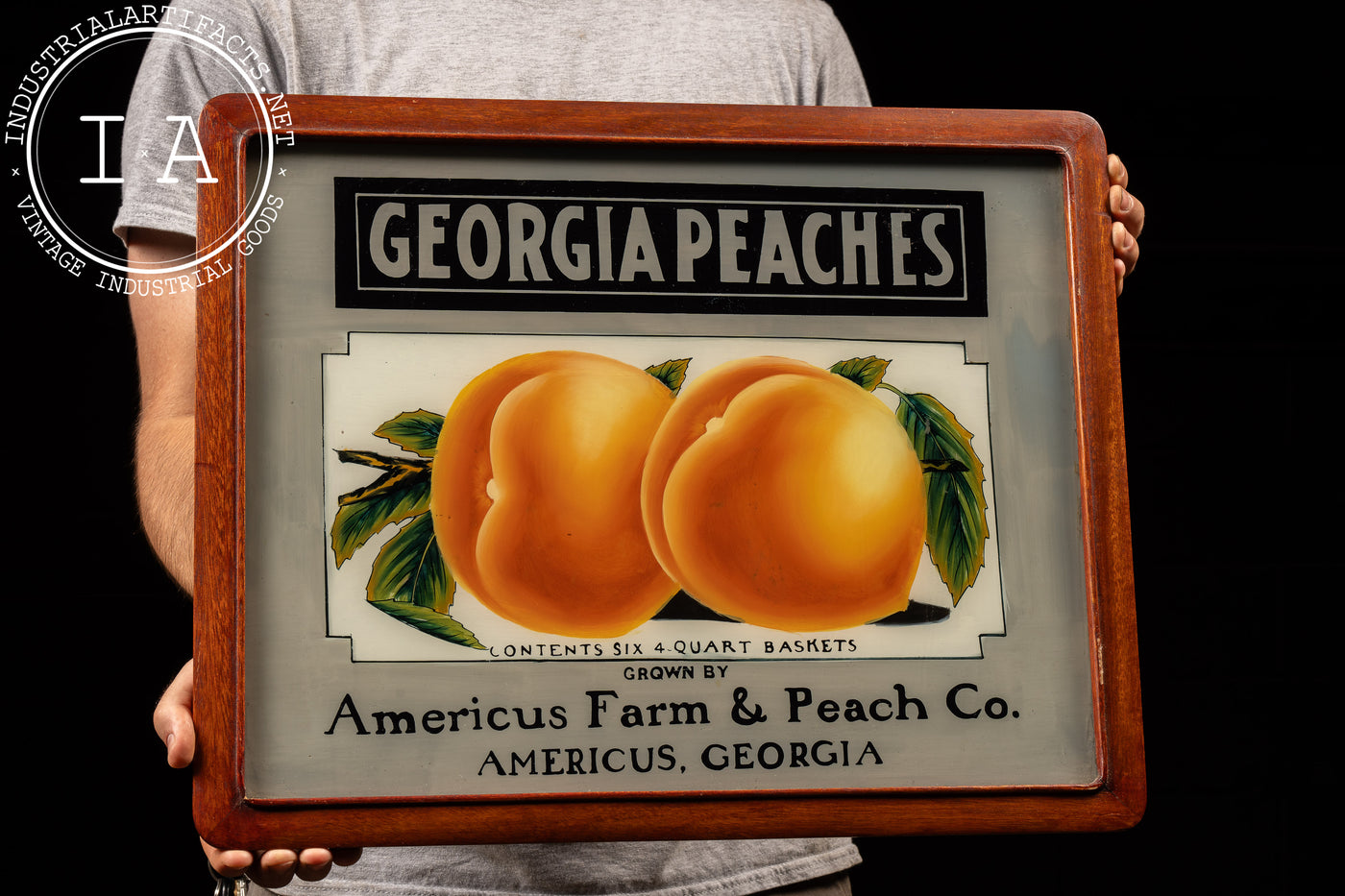 Antique Framed ROG Georgia Peaches Sign