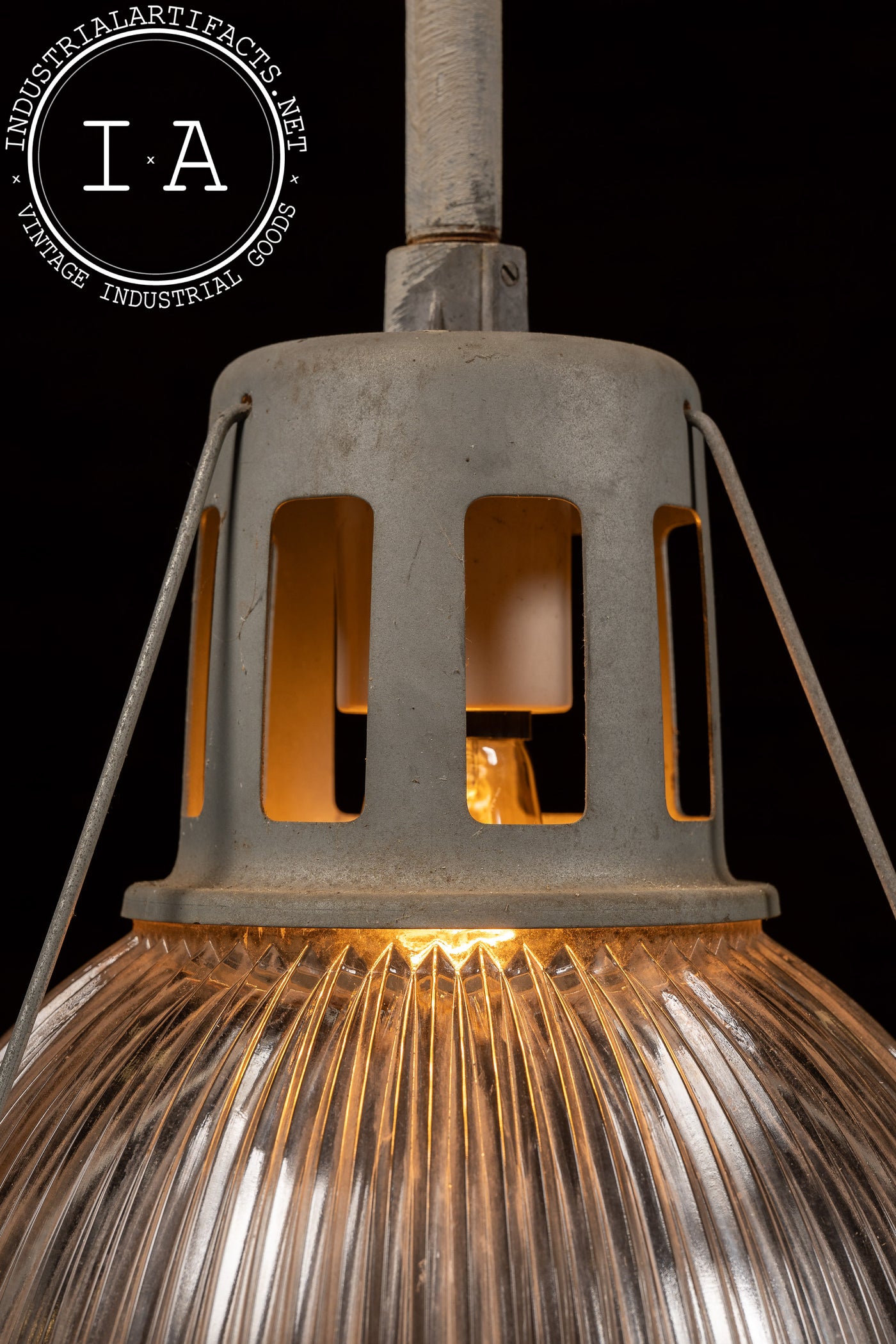 Vintage Industrial Holophane Ceiling Mount Light