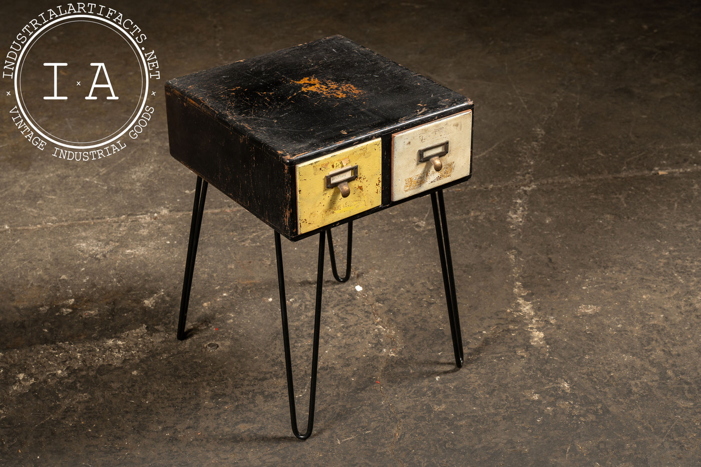 Antique Two-Drawer Industrial Card Catalog