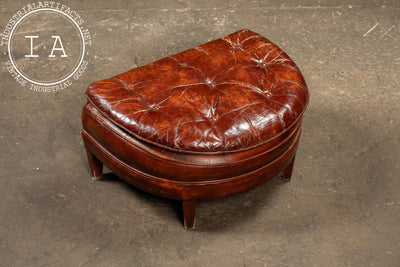 Vintage Tufted Leather Chesterfield Armchair and Ottoman by Hickory Chair