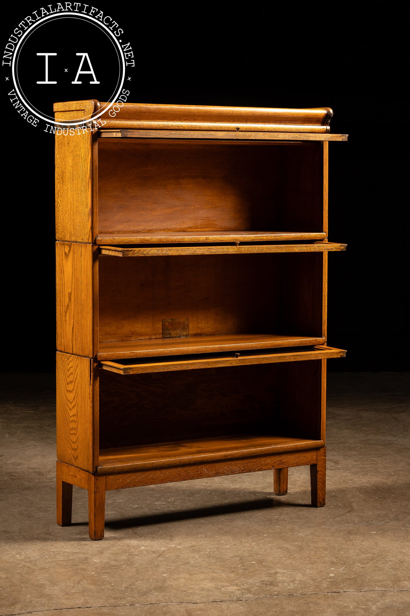 Late 19th Century Oak Three-Stack Barrister Bookcase