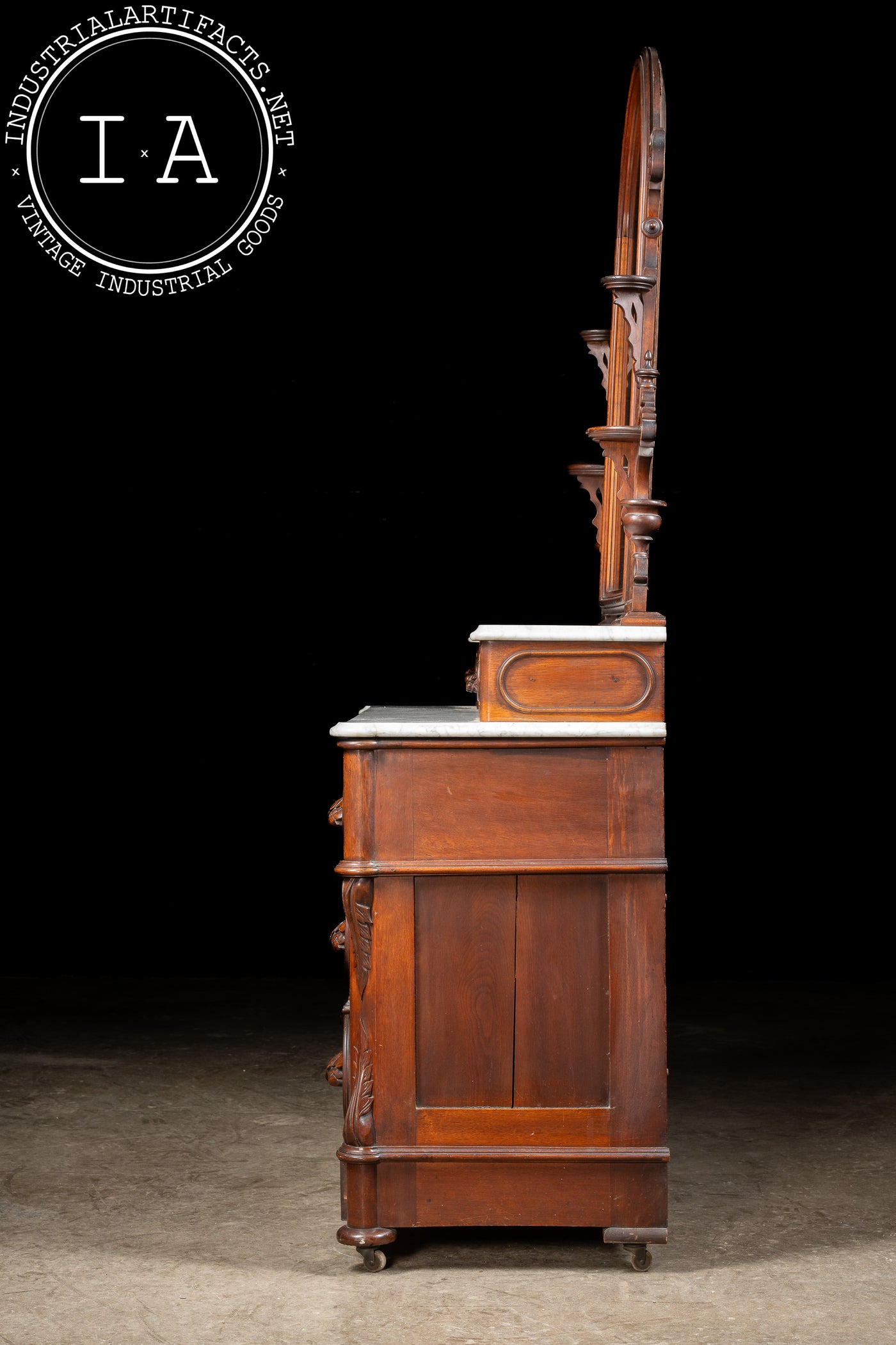 Late 19th Century Eastlake Victorian Walnut Dresser with Mirror and Marble Top