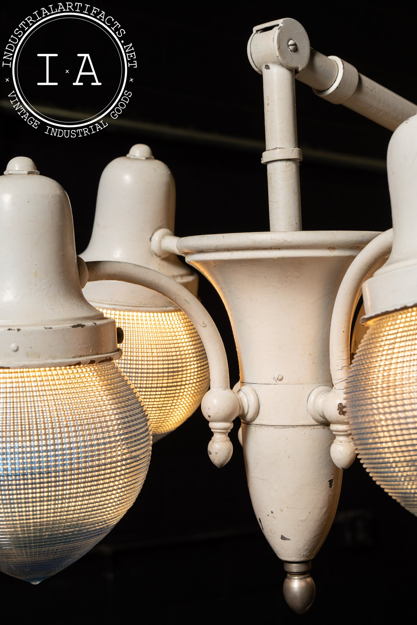 Antique Harry J. Bosworth Dental Lamp With Holophane Shades