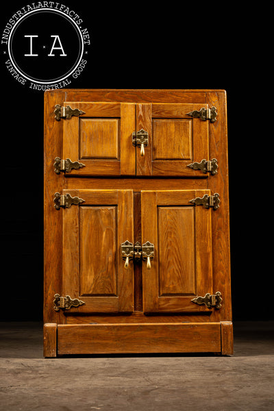 Early 20th Century 4-Door Oak Ice Box