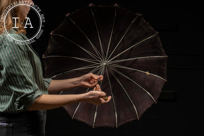 Early 20th Century Ruffled Maroon Silk Parasol