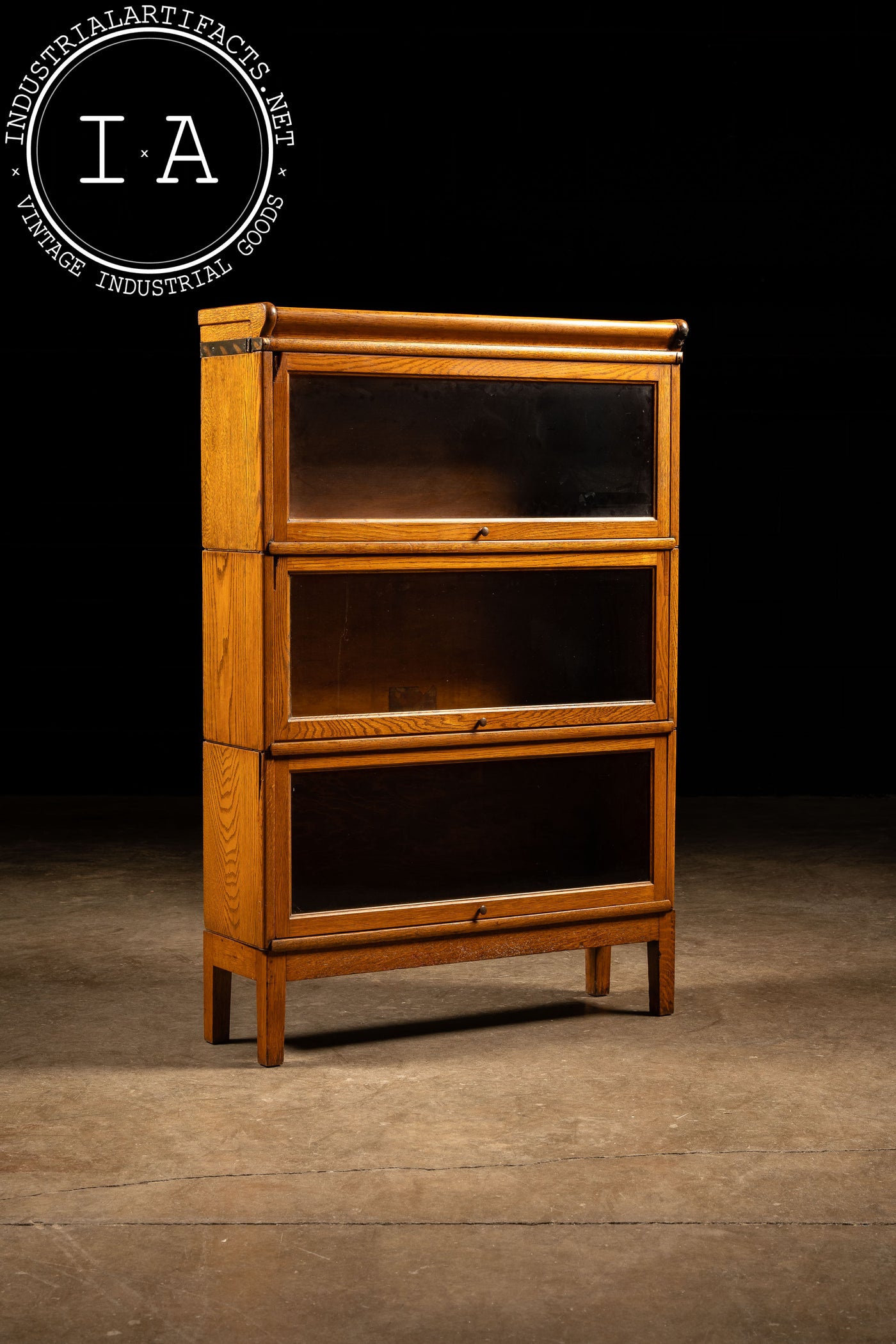 Late 19th Century Oak Three-Stack Barrister Bookcase