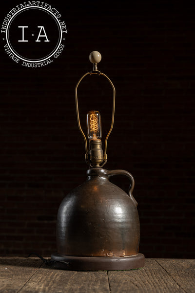 Rustic Converted Stoneware Crock Jug Lamp
