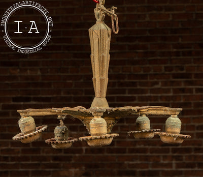 Antique Art Deco Five Bulb Hanging Fixture