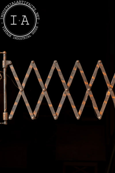 Antique Japanned Copper Scissor Arm Wall Lamp by F. W. Hardy