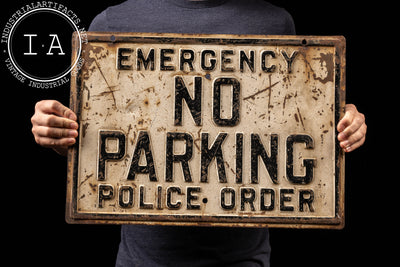 Vintage Embossed Tin "No Parking" Sign