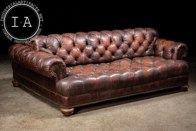 Vintage Double-Sided Chesterfield Couch in Brown