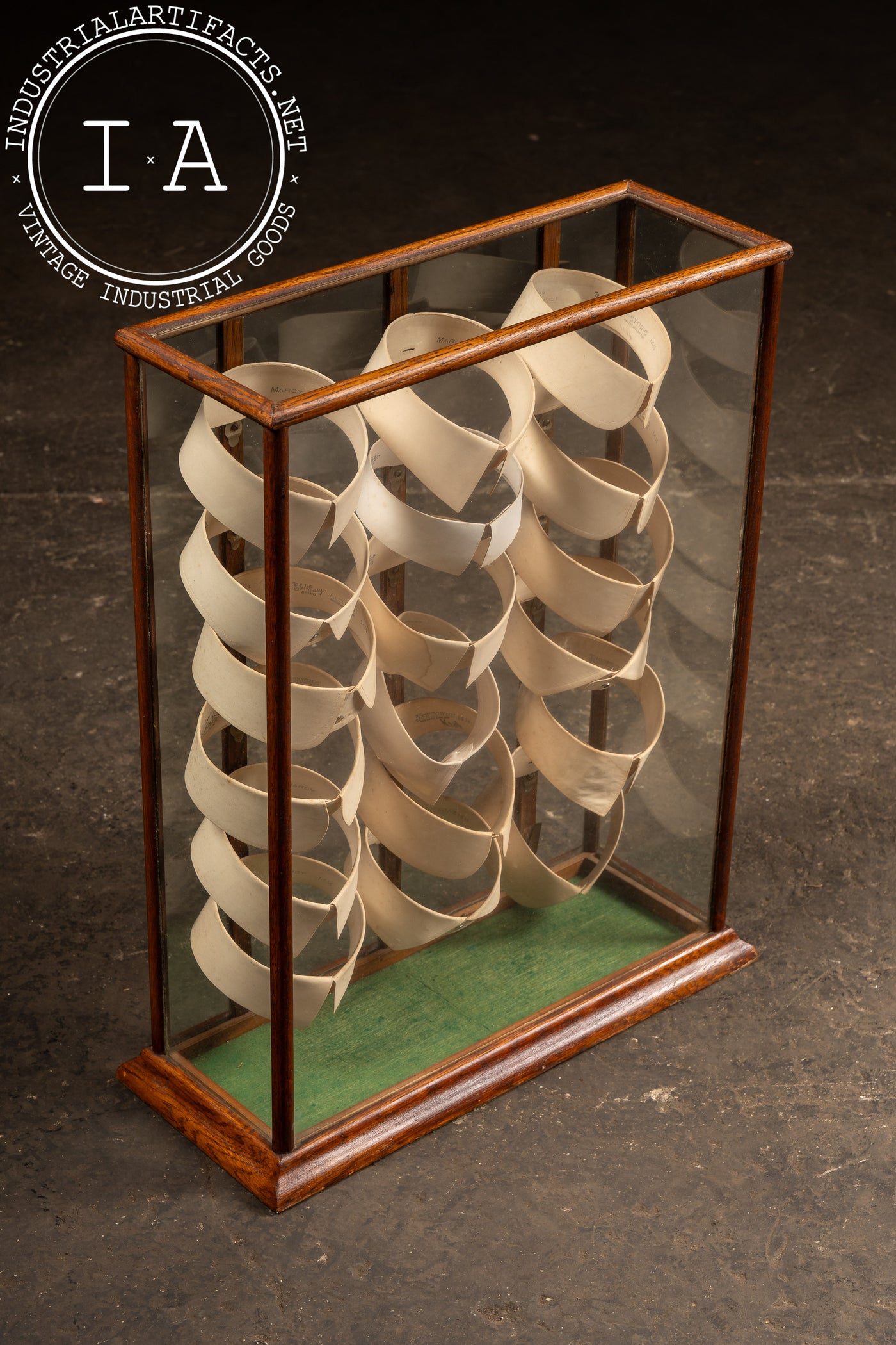 Antique Wood and Glass Mercantile Collar Display Case for C. W. Ferguson