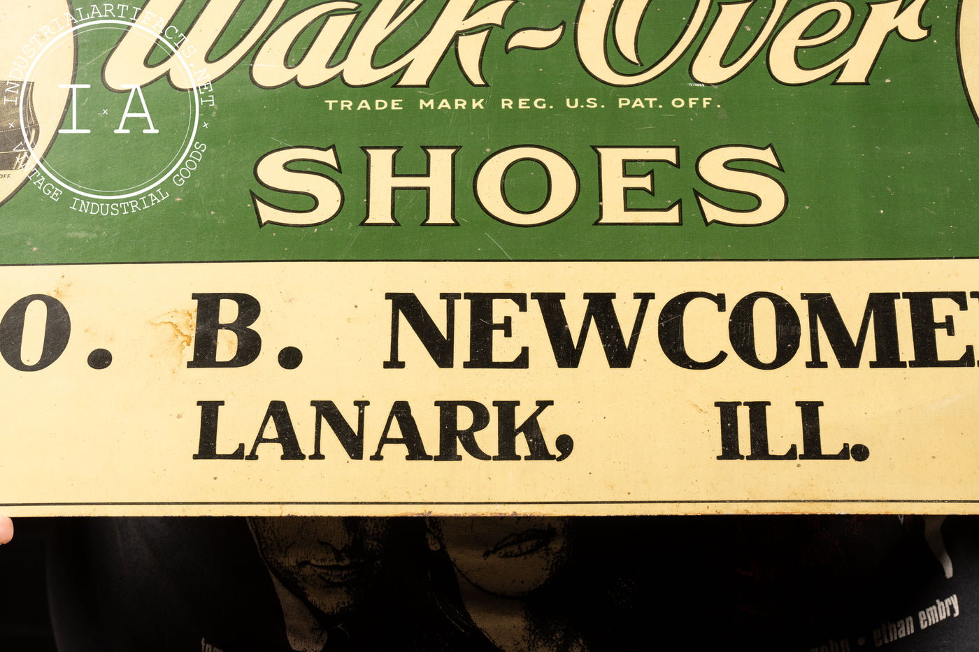 Antique Tin Litho Walk-Over Shoes Storefront Sign