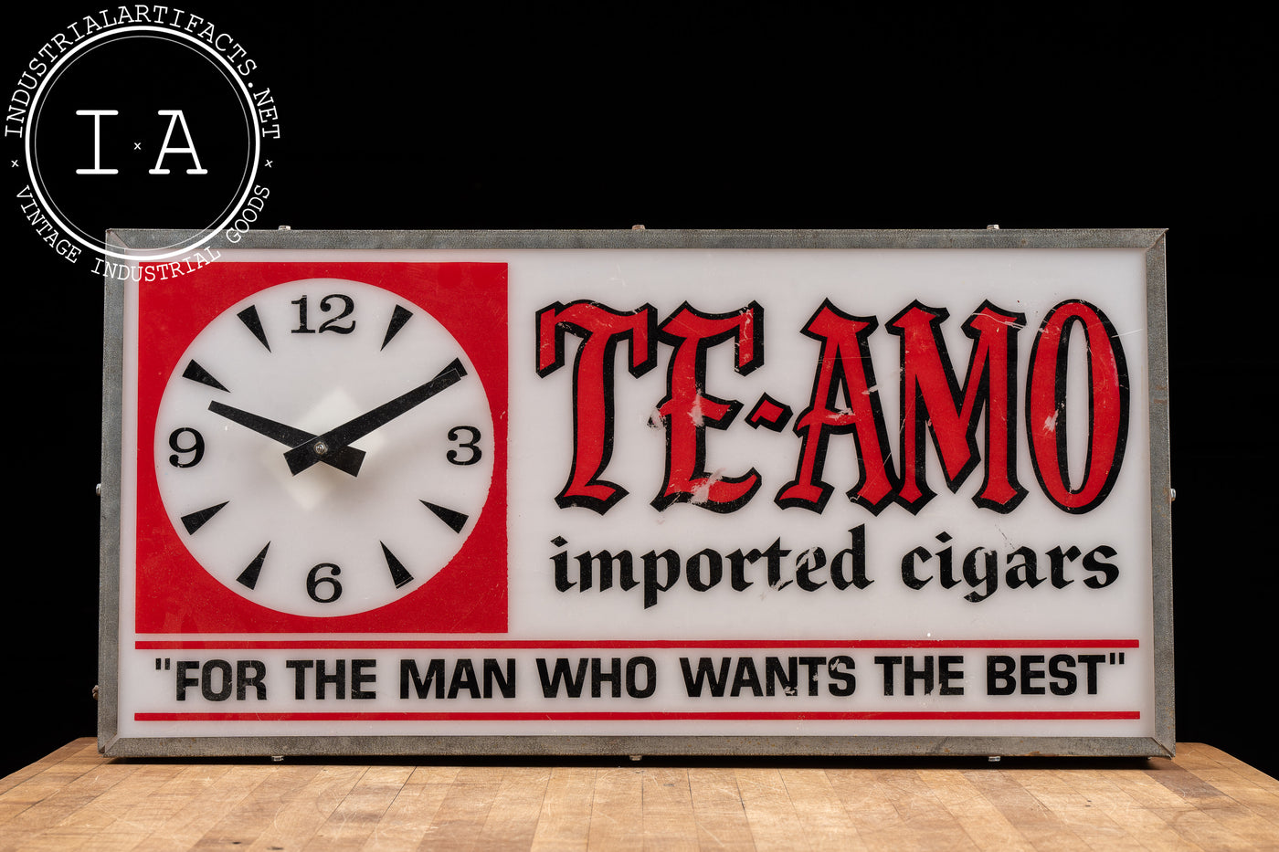 Vintage Te-Amo Cigars Lighted Advertising Clock