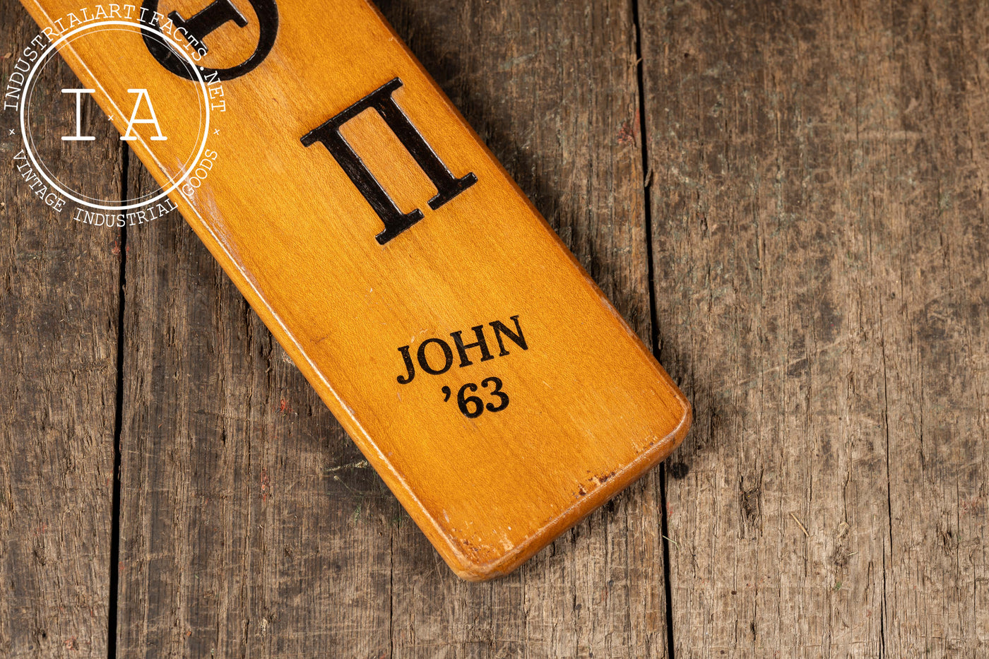 1963 Carroll College Phi Tau Pi Varnished Maple Fraternity Paddle
