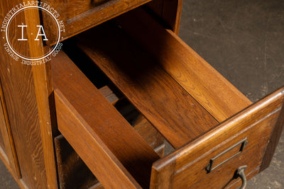 Antique Oak 4-Drawer Filing Cabinet