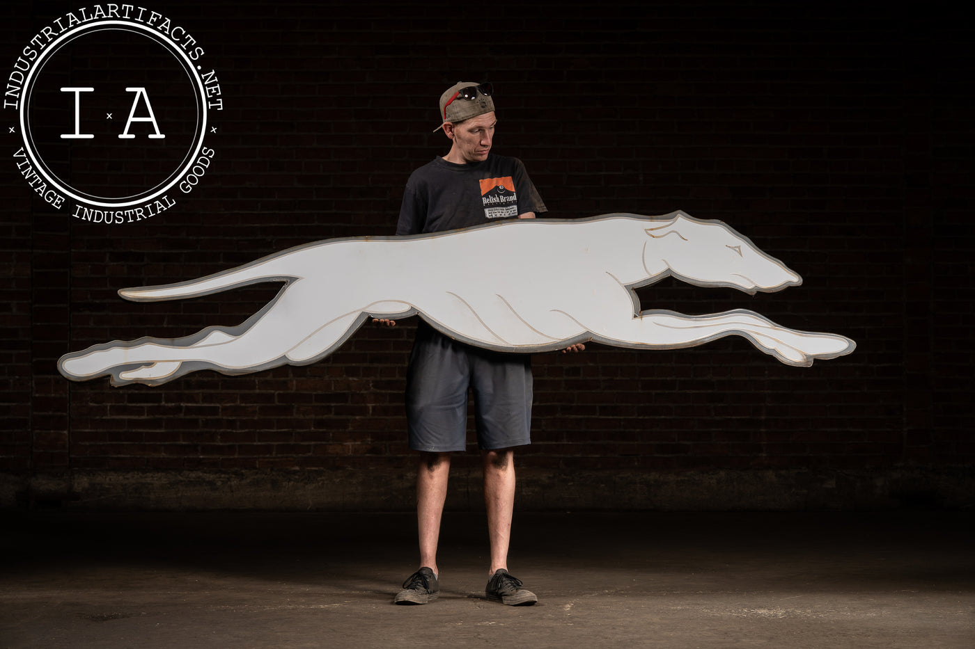 Large Porcelain Greyhound Bus Sign