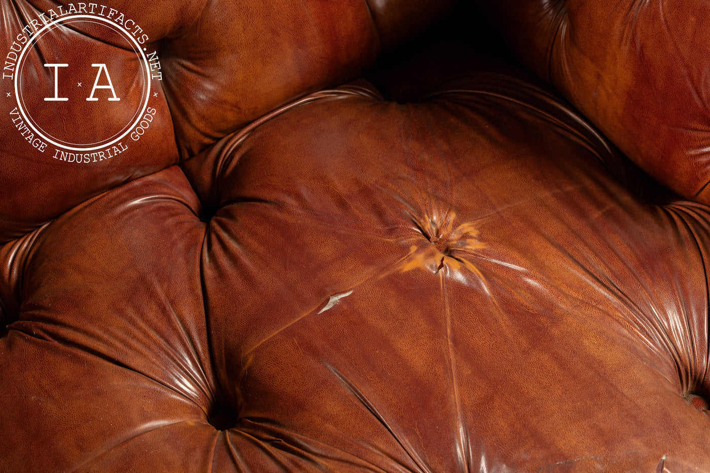 Tufted Vinyl Chesterfield Wingback Armchair in Brown