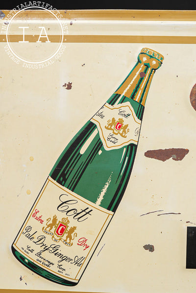 Vintage Cott Quality Beverages Embossed Tin Lithograph Sign