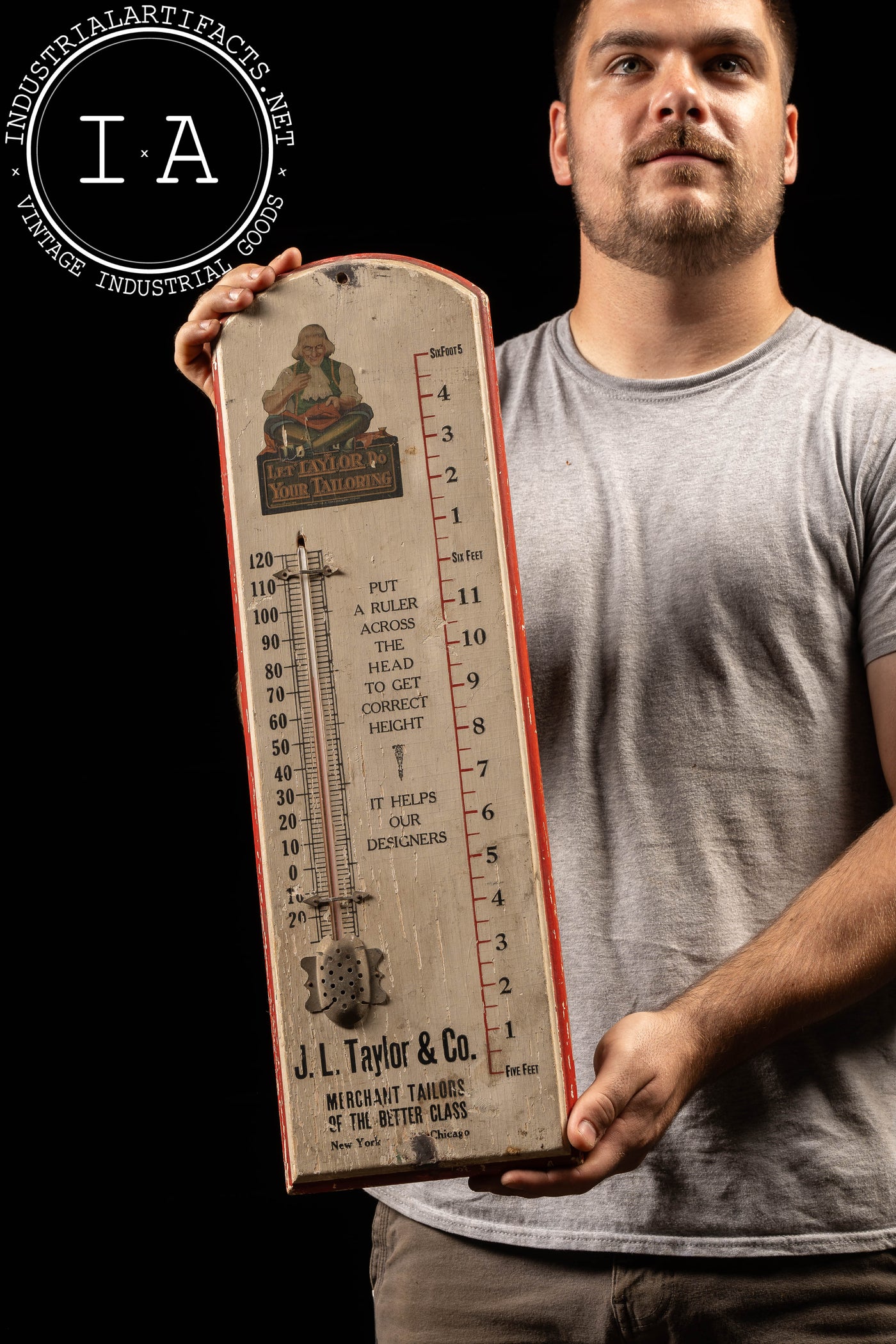 Early 20th Century Wooden Advertising Thermometer