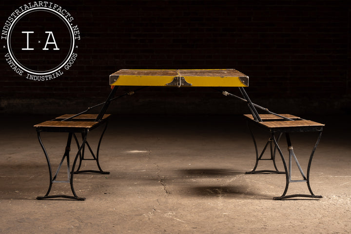 Vintage Collapsible Picnic Table and Chair Set by Milwaukee